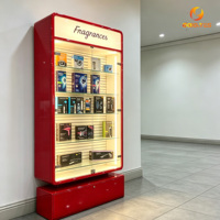 Vitrine d'exposition pour téléphones avec serrure, armoire de présentation murale en verre avec éclairage LED pour produits électroniques 3C
