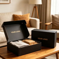 Boîte à chaussures noire en carton ondulé recyclable, avec logo personnalisé, de qualité supérieure, pliable, avec laminage mat