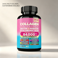 Capsules de collagène multi-types I, II, III, V, X, biotine, acide hyaluronique, kératine, complexe vitaminique, soutien pour la beauté de la peau, des cheveux et des ongles, complément alimentaire