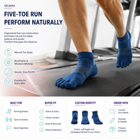 Chaussettes de course athlétiques B2B à cinq doigts pour kits d'entraînement et programmes de course, avec options de tailles graduées
