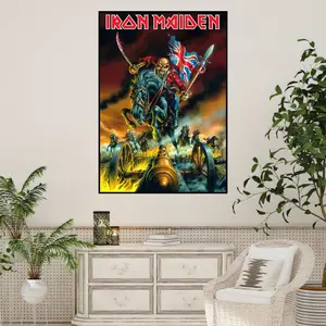 להקה I-Iron M-Maiden פוסטר אנימה הדפסי מדבקת קיר ציור חדר שינה סלון קישוט משרד בית דבק עצמי