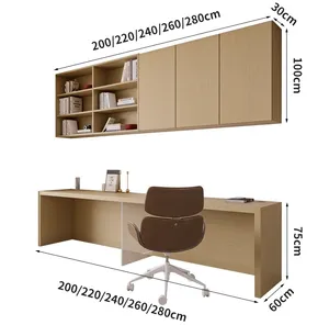 Moderne Wandgemonteerde Drijvende Studie Computertafel Bureau Met Opbergplanken Voor Thuiskantoor