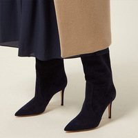 Bottes à talons hauts pointus de 7 cm en cuir camel et noir pour femmes – Nouveauté en gros