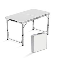 Table pliante moderne en aluminium blanc Highwin 4FT, réglable en hauteur, robuste, portable, pour intérieur/extérieur, pique-nique, fête