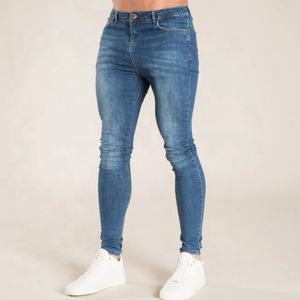 Jeans en denim pour hommes avec logo personnalisé, taille plus, respirant, coupe slim, pantalon pour hommes - Product Image 1