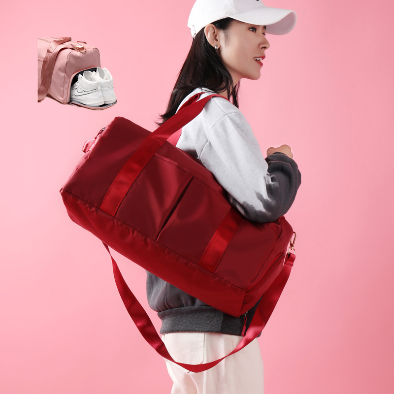 Borsa Da Viaggio Pieghevole In Nylon Rosa Ciliegia – Trolley E Borsa Sport, 45x32 Cm, Leggera E Impermeabile