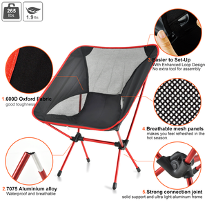 Chaise de camping pliante légère et portable pour pique-nique en plein air, chaise de camping pliante en aluminium avec porte-gobelet - Product Image 2