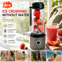 Oplaadbare 6-blads glazen draagbare blender, ijsvergruizer, mini smoothie maker, USB oplaadbare fruitpers beker voor reizen en huishoudelijk gebruik