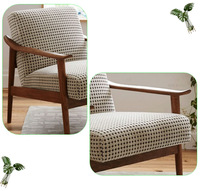 Chaise de salon moderne et confortable en coton et lin, avec éponge et bois massif, idéale pour l'extérieur et les hôpitaux – Meilleure vente
