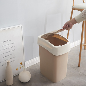 Square Flip Lid Waste Bin 25L Kitchen Bathroom Indoor Use Nordic Golden Sky Grey Black - Product Image 3