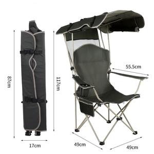 Chaise pliante d'extérieur avec auvent, <span class=keywords><strong>fauteuil</strong></span> inclinable portable, chaise longue pare-soleil pour la plage, le barbecue, la pêche et les loisirs quotidiens - Product Image 2