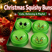 Jouet Squishy Grinch Vert en forme de Boulette Vapeur, Boîte Mystère, Anti-stress de Noël, Cadeau Fidget à Presser pour Adolescents et Adultes