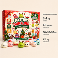 Calendrier de l'Avent de Noël 24 compartiments Baozi Squeeze Toy – Boîte Mystère en Plastique Souple Anti-Stress – Coffret Cadeau de Noël pour Enfants – Modèle Boîte