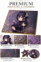 Papan Shikishi Holografik Prisma Kustom Anime dengan Seni Foil Emas, Papan Koleksi Iridescent, Hadiah Tanda Tangan