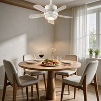 Ventilador de Techo Moderno Blanco ODM/OEM con Luz LED Cálida de 5 Aspas, Montaje Empotrado Tipo Cuenco, Doble Tamaño D400 D520 para Dormitorio