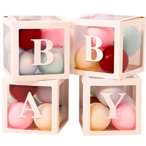 Wedding 1st Birthday Party Decor Kids Latex Balloon Baby shower Girl Alphabet Name Transparent Packing Box Birthday Balloon Box