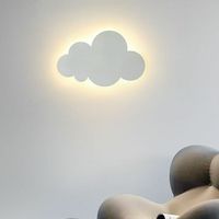 Applique murale LED encastrée créative pour intérieur, forme nuage, abat-jour en fer et bois, télécommande, décoration moderne