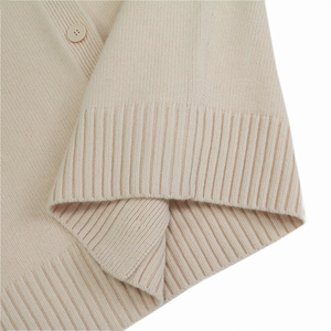 Bán Buôn Tùy Chỉnh Odm Biểu Tượng Mùa Thu Ngắn Tay Áo Crew Neck Phụ Nữ Nút up Trống 100% Bông Đồng Bằng Của Phụ Nữ Dệt Kim Cardigan Áo Len - Product Image 3