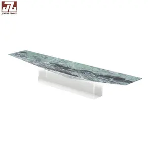 Natural Ocean Blue Stone Special Shape TV Table Living Room Travertine Side Table Indoor Luxury Cafe Table