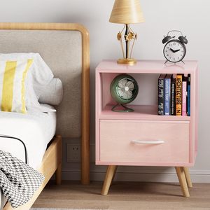 Comodino Rosa <span class=keywords><strong>per</strong></span> Bambini con Cassetti e Vano Aperto, Tavolino Laterale <span class=keywords><strong>per</strong></span> Cameretta, Salvaspazio <span class=keywords><strong>per</strong></span> Camera da Letto e Soggiorno - Product Image 2