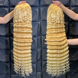 613 tóc vàng tóc con người ren phía trước Tóc Giả Brazil Trinh Nữ tóc con người glueless đầy đủ 13x6 HD ren phía trước sâu sóng 613 xoăn tóc giả - Product Image 2