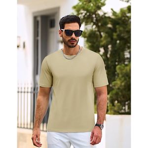 Cotrasen Men's Casual Crew Neck Basic T-Shirts Cotton Short Sleeve Summer Soft Comfort <b>Tee</b> Shirts 200 Grams Fabric Weight - Product Image 3