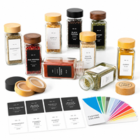 Ensemble de pots à épices en verre borosilicate hermétique de 4 oz avec étiquettes personnalisées Morden, couvercles en bambou, pour la cuisine et le stockage des aliments à la maison