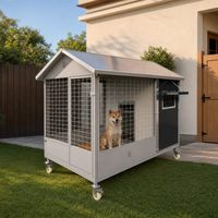 Villa pour chien en fer forgé d'extérieur pour chiens de taille moyenne à grande, résistante à la pluie et au vent, chaude, taille personnalisable, assemblage requis