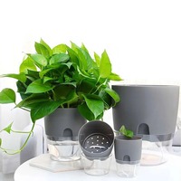 Maceta de Cultivo sin Tierra de 2 Capas, Maceta Hidropónica con Cuerda de Algodón, Autorriego, Maceta con Riego Automático