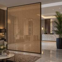 Paravent en verre laminé en rotin tressé, effet translucide, ultra-transparent, décoratif, pour hall d'hôtel, restaurant