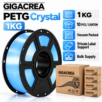 Filamen Printer 3D PETG 1KG Transparan Biru Es Seri Kristal OEM Label Pribadi Produsen Grosir GIGACREA