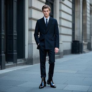 <span class=keywords><strong>Stivaletti</strong></span> <span class=keywords><strong>Chelsea</strong></span> da Uomo in Pelle, Scarpe Casual Formali in Pelle Verniciata - Product Image 6