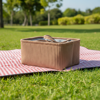 Panier de rangement multifonctionnel rectangulaire pliable et portable de style rétro, grande capacité, écologique, pour mère et bébé, avec poignée