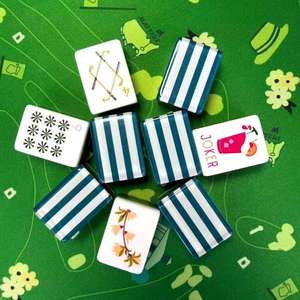 Four Layer Acrylic Mahjong Set with Green White Stripes, 160Piece Luxury American Mahjong Tiles for Family <b>Entertainment</b> - Product Image 3