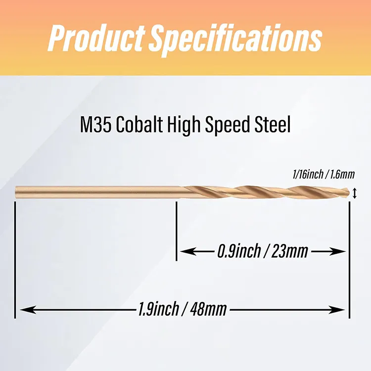 20 Stück M35 HSS Cobalt Twist Drill Bit Set Titan beschichtete Bohrer, 135 Grad Split Point Jobber Drill Bits