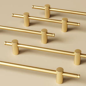 Adjustable Long Handles Pulls T-bar Cabinet Wardrobe Brushed Gold Kitchen Cabinet Handles <strong>Door</strong> Pulls Solid Brass Cabinet Handles - Product Image 2
