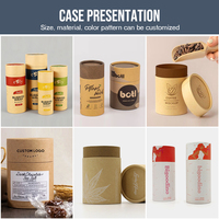 Boîte cylindrique ronde de luxe personnalisée biodégradable pour café et thé en vrac, emballage en tube de papier kraft de qualité alimentaire avec fenêtre