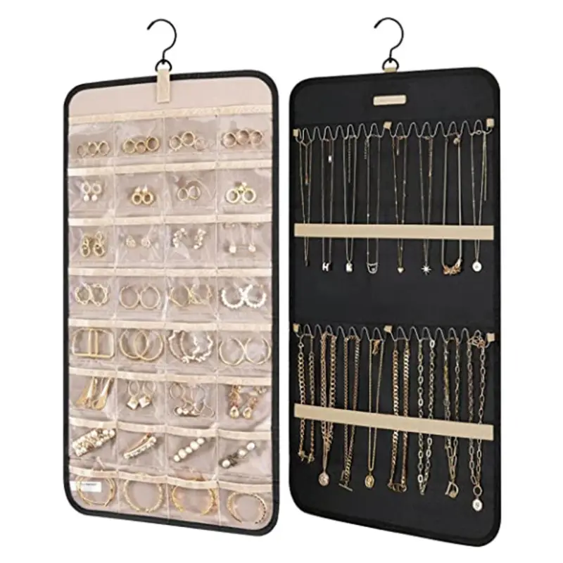 Opvouwbare Oxford Sieraden Roltas Hang Reis Sieraden Organizer Tas Ketting Ring Oorbel Opbergtas Voor Cadeau