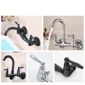 Robinet encastré rétro tout en laiton pour lavabo, robinet d'eau de salle de bain d'hôtel avec <span class=keywords><strong>poignée</strong></span> droite - Product Image 6