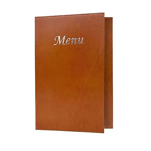 Cubierta de Menú Personalizada Marrón al por Mayor con Cordón de Goma, Exhibidor de Menú para Restaurante, Bar, Hotel - Product Image 1
