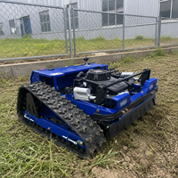Tondeuse robot à chenilles RC 200m avec largeur de coupe de 550mm, moteur Loncin 224cc et chenilles en caoutchouc pour herbe haute et broussailles agricoles