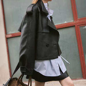 Genuine Sheepskin <strong>Mod</strong> British Lapel <strong>Jacket</strong> - 2025 Autumn Women's Oversized Tie-Waist Coat - Product Image 2