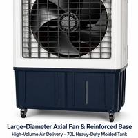 Refroidisseur d'air mobile pour armoire commerciale, pour hall d'exposition, réservoir d'eau de 70 L, réglage à 3 vitesses, fonctionnement silencieux