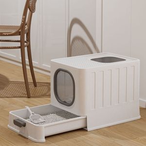 <b>Cat</b> <b>Litter</b> Box Square 65L Plastic Fully Enclosed Odor Control Easy Clean For <b>Cats</b> - Product Image 3
