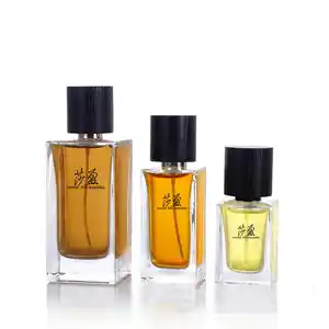 Diseño de lujo de moda 30 ml 50 ml 100 mL Botella de perfume pequeña de vidrio cuadrado vacío con caja