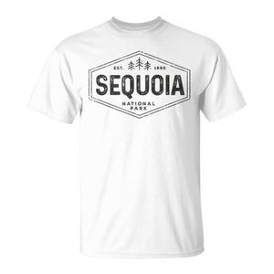 Camiseta del Parque Nacional de Sequoia, estilo vintage, con insignia de árbol hexagonal, para senderismo - Product Image 1
