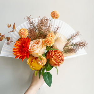 気まぐれな結婚式の装飾のための花のテーブル装飾シミュレーション偽の花の花束装飾シャンブルとDIYハンドヘルドファン - Product Image 4