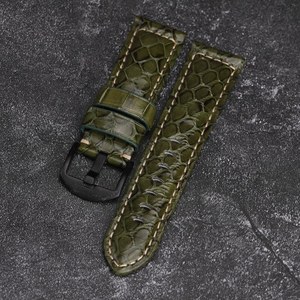 Bracelet de montre en cuir de python fait main de luxe 20-24 mm, bracelet de montre en cuir exotique <span class=keywords><strong>vintage</strong></span> pour homme - Product Image 2