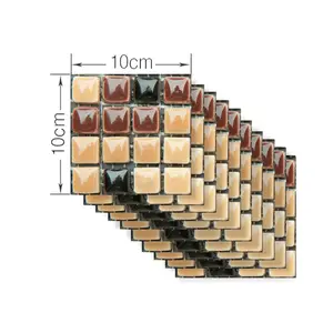 สติกเกอร์กระเบื้องเซรามิคสไตล์โมเสกพร้อมกระดาษตะเข็บสำหรับตกแต่งบ้านห้องนั่งเล่นห้องครัวห้องน้ำลอกและติดลอกออกได้