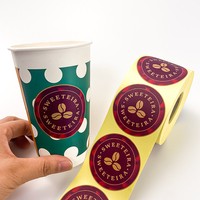 Rollo de Etiquetas Kraft Autoadhesivas Impermeables Personalizadas para Bebidas, Café, Zumo, Leche, Té, Etiquetas para Vasos, Adhesivos